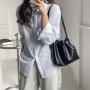 New Design  Classic Color Matching Shoulder Lightweight Soft PU Leather Handbag Pleated Side Zipper Shoulder Bag Women