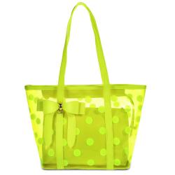 Water-resistant Jelly Handbag Green Transparent Tote Bag TPU With Small Pouch Shoulder Beach Bag Personalized