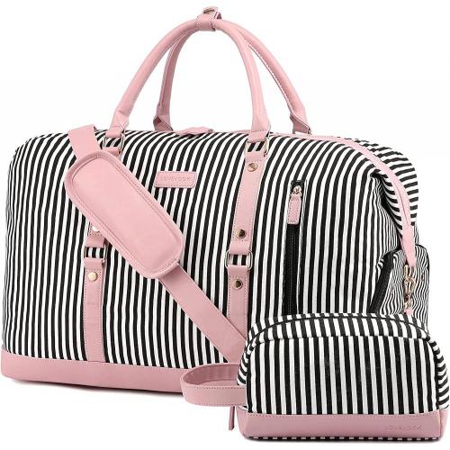 LOVEVOOK 2022 wholesale lightweight 2pc ladies stripe tote bags foldable gym overnight carry on duffel bags women travel bags