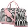 LOVEVOOK 2022 wholesale lightweight 2pc ladies stripe tote bags foldable gym overnight carry on duffel bags women travel bags