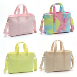 Keymay Fashion Winter Women Plush Handbag Weekend Shopping Bag Large Capacity Soft Terry Tote Bag
