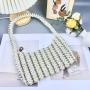 custom 2024  woven  acrylic resin beads beaded shoulder bags white Pearl Vintage Design Ladies Bead Underarm Women Hand Bags