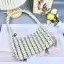 custom 2024  woven  acrylic resin beads beaded shoulder bags white Pearl Vintage Design Ladies Bead Underarm Women Hand Bags