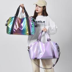 Fashion Shiny Laser Holographic Large Capacity Travel Overnight Bag Storage Dry Wet Separation Fitness Gym Bag