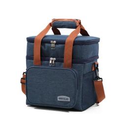 ZR148 Double-layer Lunch Bag High-capacity Refrigerated Outdoor Camping with Lunch Picnic Cross-body Insulation Bag