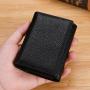 OEW008 Genuine Leather Tri-fold Card Holder Organ Type Lychee Pattern Wallet Purse Credit Card Case Business Bank ID Holders