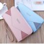 ZWY268 Double Zipper Women Long PU Leather Wallet Wholesale Daily Colorblocking Coin Purse Customizable Waterproof Card Case