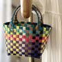 Beach Bag Colorful Woven Multi-Color Packing Belt Woven Basket Handbag