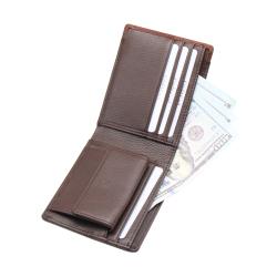 Top grain real leather RFID blocking men coin wallet Pebbled leather nice wallet men with coin pocket