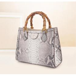 Sac A Main Mode Bolsa De Mao Custom Bamboo Handle Luxury Genuine Snake Skin Leather Women Shoulder Bag Handbag For Women Luxury