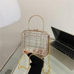 Summer fashion box bag chain handbag transparent diamond crossbody evening bag women bag handbags for young girls sac main femm sac pochette femme