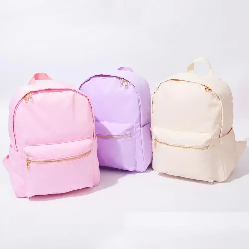 Stock Pink Blue Khaki Black Nude Lilac Multi Colors Function Girls Teenager School Book Bag Nylon Backpacks for Travel