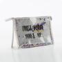 Fashion Lady PVC Transparent Custom Letter Print Logo Cosmetic Bag Portable Travel Clear Makeup Bag