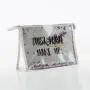 Fashion Lady PVC Transparent Custom Letter Print Logo Cosmetic Bag Portable Travel Clear Makeup Bag
