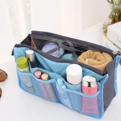 Gelory Wholesale Multifunctional Storage Bag Two Zipper Multi-Layer Cosmetic Bag Organizer Insert Handbag