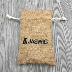 Custom Logo Printed Burlap Hessian Coffee Christmas Gift Drawstring Jute Gunny Pouch Brown Cotton String Jute Bag