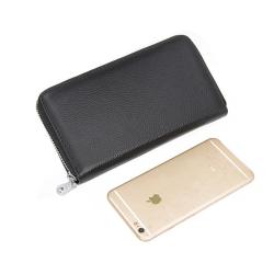Custom Carteras Rfid Men Genuine Leather Long Card Wallet Anti Rfid Blocking Card Holder For Man