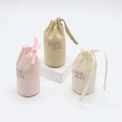 Wholesale Single String Cotton Linen Jewelry Packaging Cosmetic Bottom Bag Muslin Gift Drawstring Makeup Dust Cotton Pouch