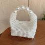 Retro hollow pearl handmade woven beaded handbag carteras para mujer 	 sac a main