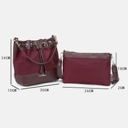 2024 Wholesale Nylon PU Leather Shoulder Bag For Women Drawstring Bucket Purse