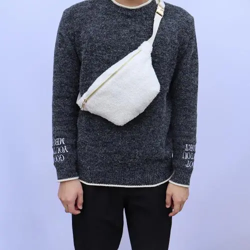 RTS Low MOQ Custom Designer Waist Bag Crossbody Fashion Cute Fancy Super Soft Teddy Cloth White Sherpa Large Fanny Packs