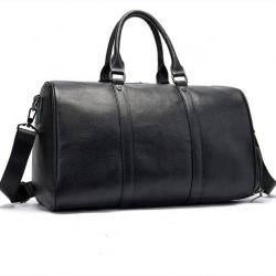 Big Capacity Genuine Leather Travel Bag for Men Black High Quality Mens Sports Bags
