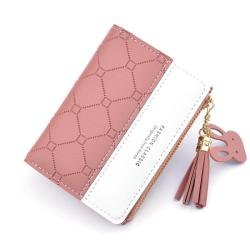 KBW254 New Ladies Short Wallet Money Clip High Quality Fashion Leather Wallet Tassel Zip Coin Purse Card Bag