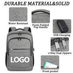 custom logo waterproof travel back pack for students school bags business laptops backpack with usb charger port