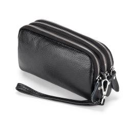 Fashionable womens purses handbag leather clutch bag zipper minimalist coin purse three layer zipper leather wallets for women