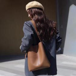 Women's fashion casual simple plain shoulder bag Fashion Designer Pu Leather Material Women Handbag Wholesale
