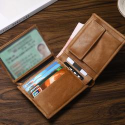 Hot Sale Vintage Wallet Credit Card Holder Bag Business Genuine Leather Brown Wallet For Men Multi-function Wallet Money clip