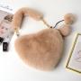 2024 New Fashion Lovely Plush Heart-shaped Bag Female Plush Love Portable Chain Peach Heart Bag Tote Bag for Women