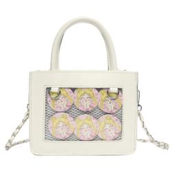 Custom Design Women clear tote cute Handbags Fashion Clear Window Pins Display Girls Crossbody pain Bag