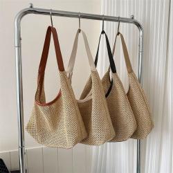 Summer new popular ladies handbag woven bag fashionable foreign style shoulder tote bag seaside travel beach straw bag