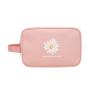 Net pu small daisy portable cosmetic bag three piece waterproof toiletry bag custom portable storage bag