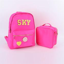 Keymay Top Sale Back to School Personalized Chenille Varsity Letter Patches Waterproof Book Bags Cute Backpack Girls School Bags