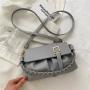 Solid Color  Korean Women's Shoulder Bag 2022 Messenger Knitted Handle PU Ladies Bag Women's Fashion Versatile Bucket Bag