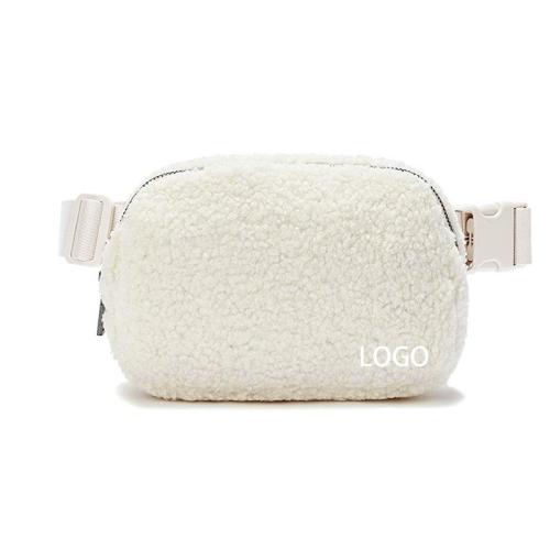 Custom Logo White Outdoor Fitness unisex Versatile Plush Crossbody Bag Lambswool Fleece Sling Waist Belt Bag