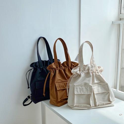 New Students Casual Pleated Solid Color Shoulder Bag Fashion Versatile Backpack Large Capacity Nylon Bag With Many Pockets