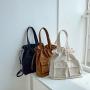 New Students Casual Pleated Solid Color Shoulder Bag Fashion Versatile Backpack Large Capacity Nylon Bag With Many Pockets