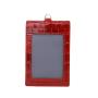 OEM ODM Custom LOGO Real Embossed Cowhide Leather Employee Name Badge ID Card Holder With Lanyard