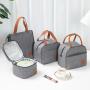 Custom Logo Lunch Box Bento Bag Oxford School Office Travel Portable Thermal Insulated Lunch Bag Ice Cooling Bag