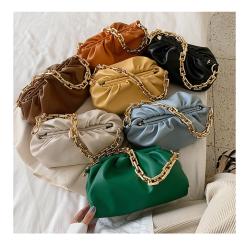 Thick Chain Handbag Pu Leather Fold Shoulder Bags Designer Dumpling Bag Women Crossbody Messenger Cloud Chain Bag