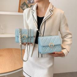 ZR365 Women's Texture Lingge Chain Shoulder Bag 2023 Korean Version Foreign Style Crossbody Solid Color Small Square Bag