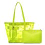 Water-resistant Jelly Handbag Green Transparent Tote Bag TPU With Small Pouch Shoulder Beach Bag Personalized
