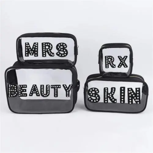 Hot Sale Quality 4 Sizes Available Selection Waterproof Makeup Bag Set Makeup Pouch Bag Bag Transparency