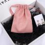 Hot Stamping Suede Packaging Pouch Ping Beige Small Drawstring Gift Velvet Earring Necklace Bracelet Suede Jewelry Bag