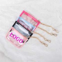 Keymay RTS Stock 10 Colors Custom Logo High Quality Gold Accessary PVC Clear Promotional Keychains Small Coin Purses Key Pouch