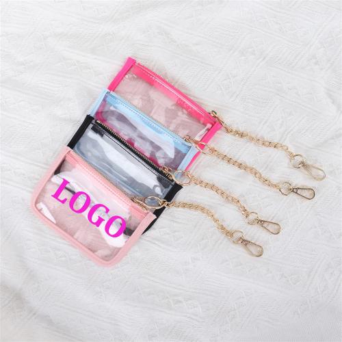 Keymay RTS Stock 10 Colors Custom Logo High Quality Gold Accessary PVC Clear Promotional Keychains Small Coin Purses Key Pouch