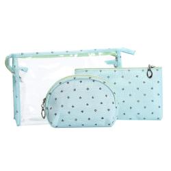 3 Pc Cosmetic Bags Set Travel Zippered Toiletry Pouch Women Pink Makeup Bag Set